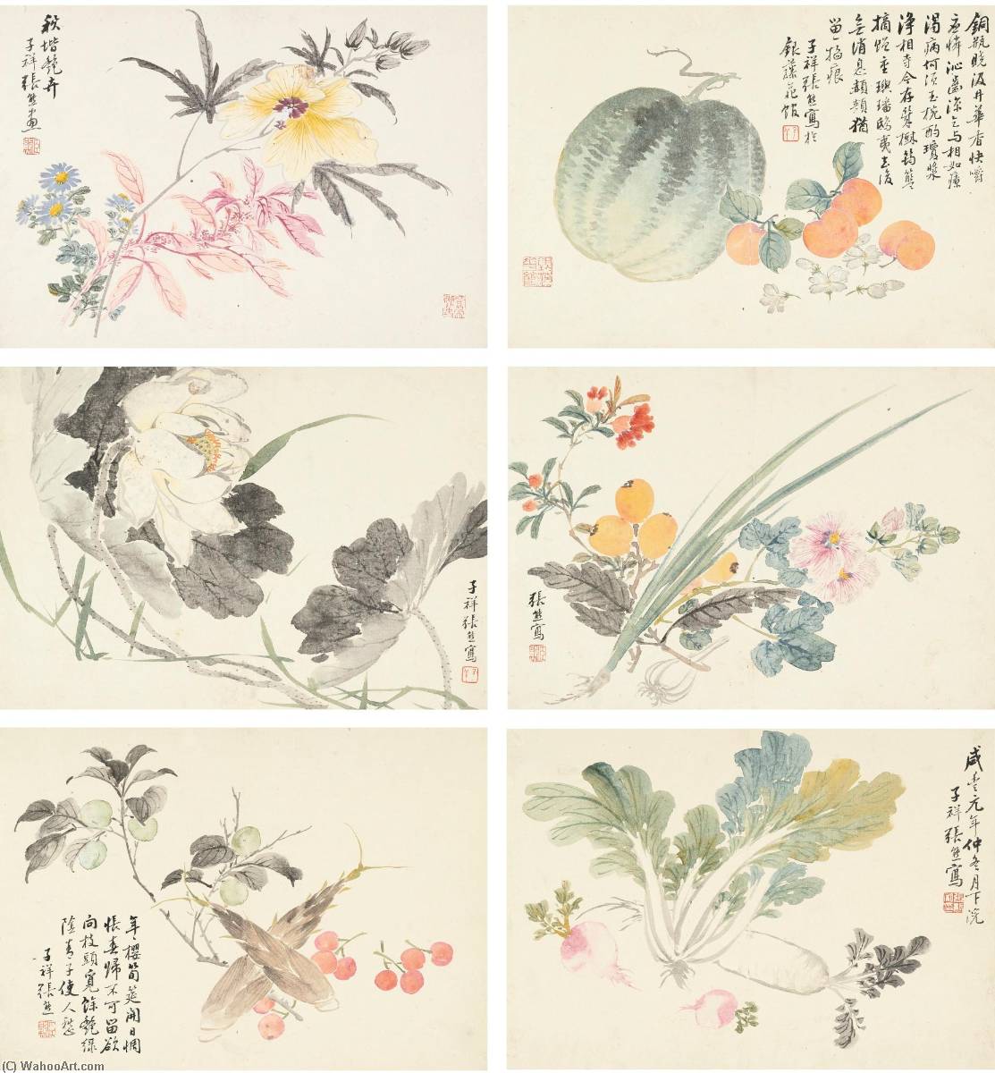 WikiOO.org - Enciklopedija dailės - Tapyba, meno kuriniai Zhang Xiong - FLOWERS AND FRUITS