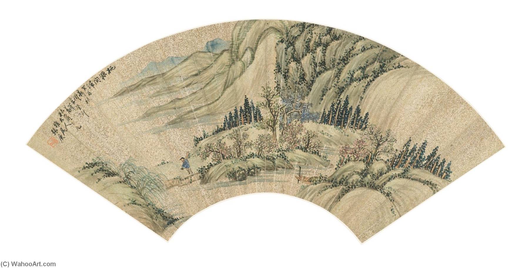 WikiOO.org - Encyclopedia of Fine Arts - Lukisan, Artwork Zhang Geng - PEACH BLOSSOM SPRING