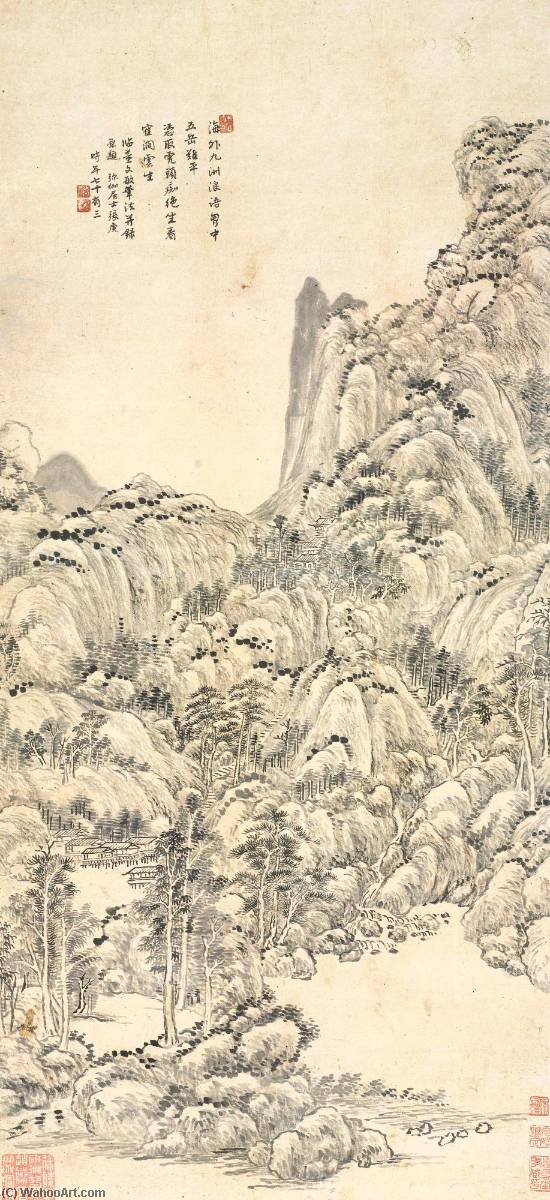 Wikioo.org - The Encyclopedia of Fine Arts - Painting, Artwork by Zhang Geng - LANDSCAPE AFTER DONG QICHANG