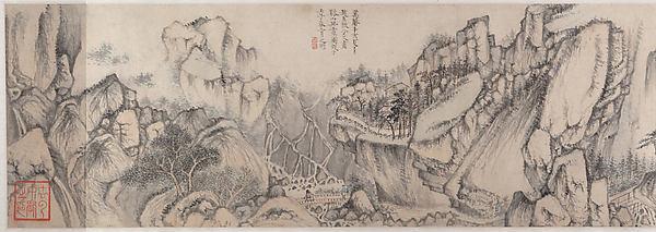 WikiOO.org - 백과 사전 - 회화, 삽화 Zhao Zuo - 明 趙左 谿山無盡圖 卷 Streams and Mountains without End