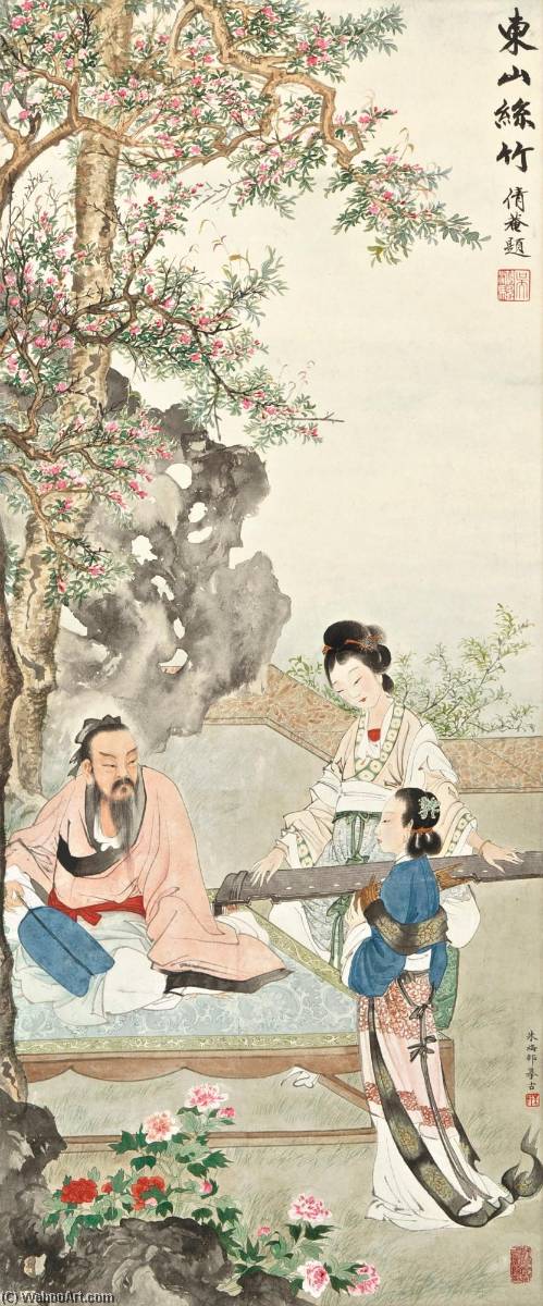 Wikioo.org - The Encyclopedia of Fine Arts - Painting, Artwork by Zhu Meicun - SCHOLAR LISTENING TO MUSIC