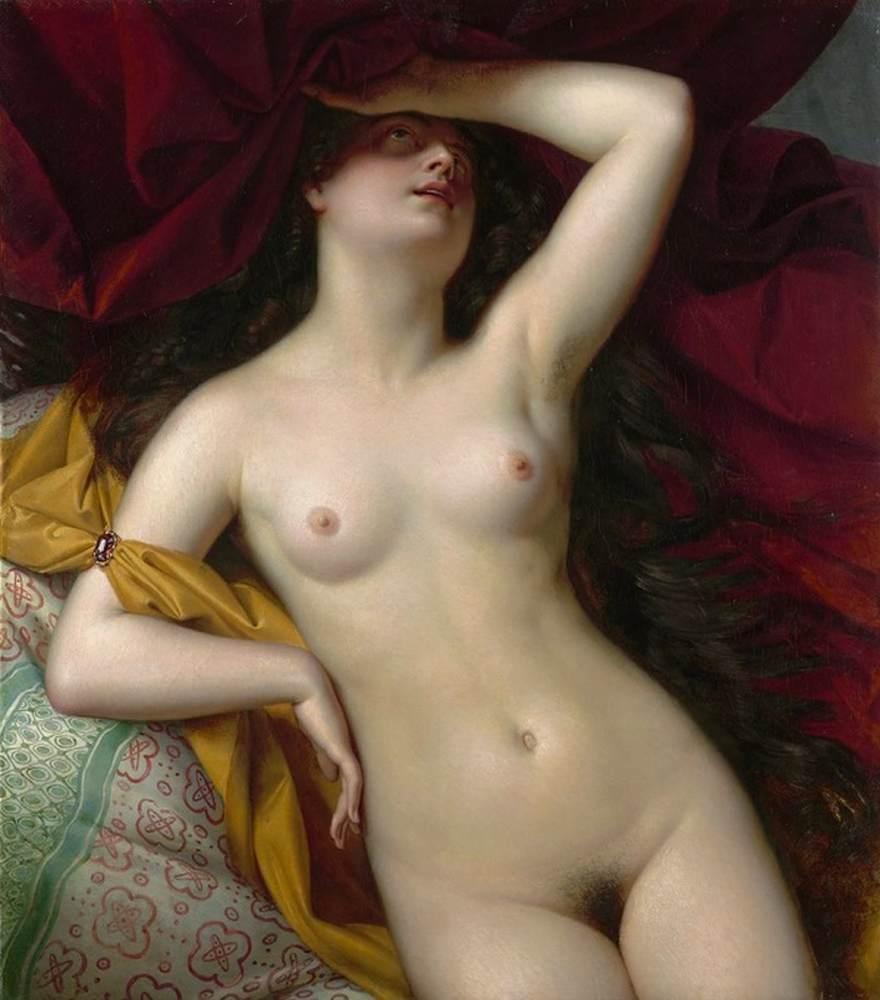 Wikioo.org - The Encyclopedia of Fine Arts - Painting, Artwork by Alexandre Jean Dubois Drahonet - Female Nude, Front View
