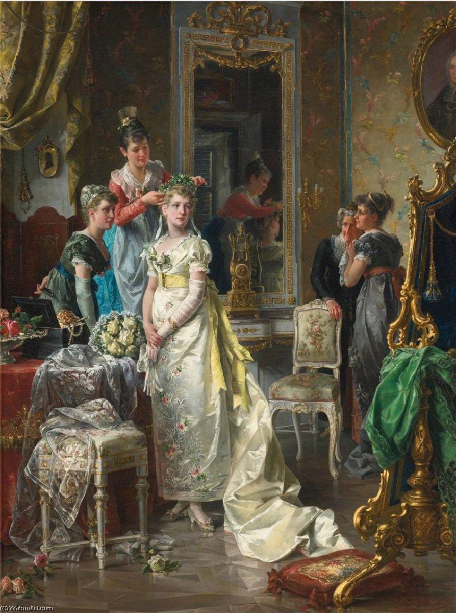 Wikioo.org - The Encyclopedia of Fine Arts - Painting, Artwork by Carl Herpfer - Dressing the Bride