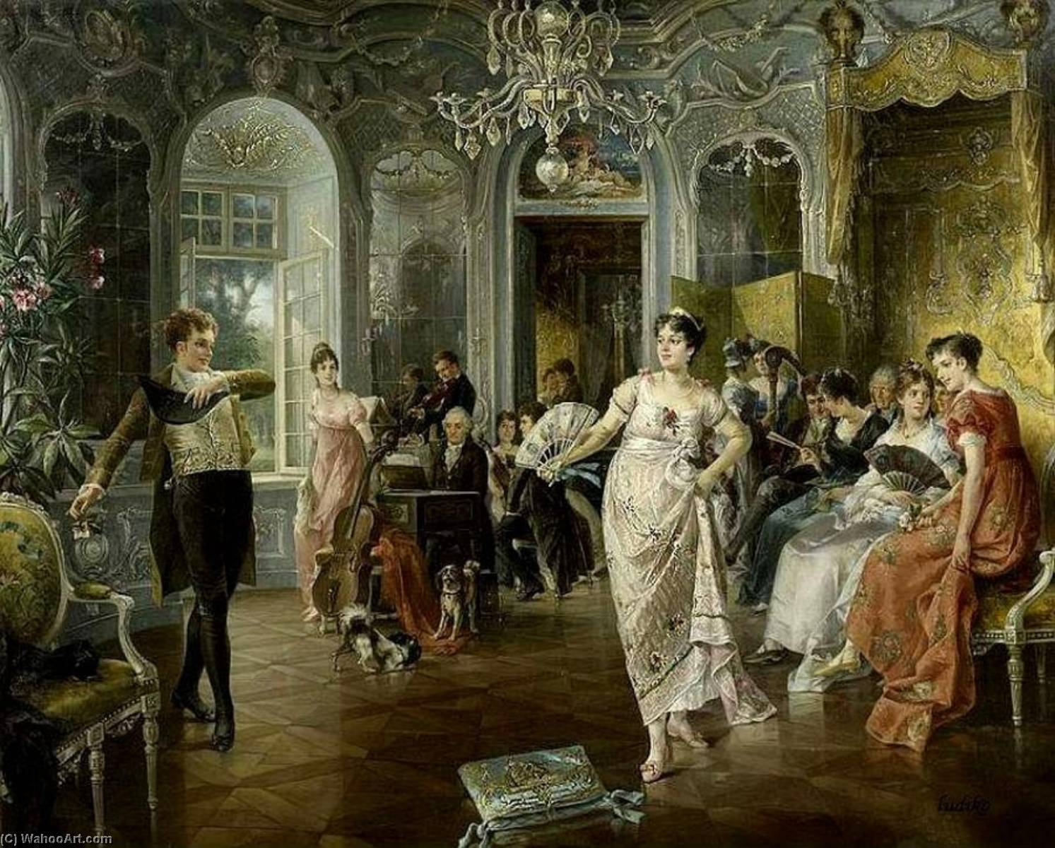 Wikioo.org – L'Enciclopedia delle Belle Arti - Pittura, Opere di Carl Herpfer - interno con persone  danza