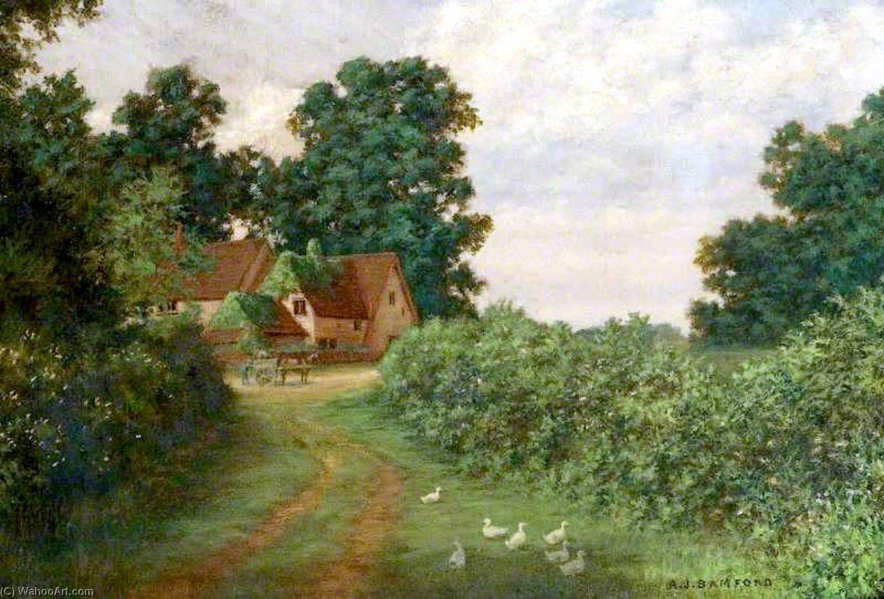 Wikioo.org - The Encyclopedia of Fine Arts - Painting, Artwork by Alfred John Bamford - Hooks Green Farm, Clothall