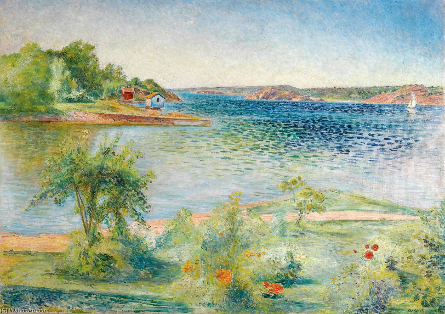 Wikioo.org - The Encyclopedia of Fine Arts - Painting, Artwork by Arne Kavli - a Fjord in summer