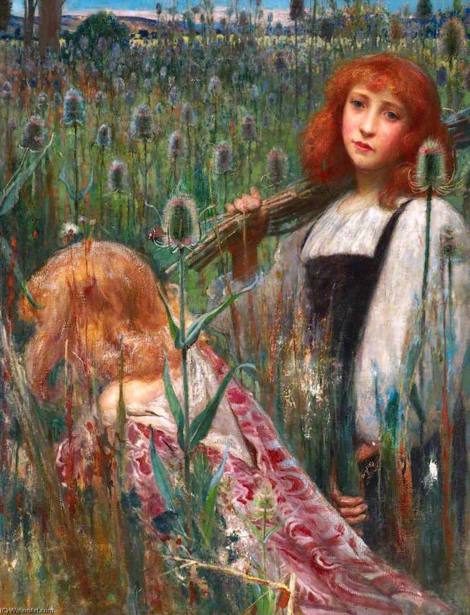 Wikioo.org – L'Enciclopedia delle Belle Arti - Pittura, Opere di Cecil Leonard Burns - ragazze raccogliendo Fiori ( conosciuto anche come Teasels )