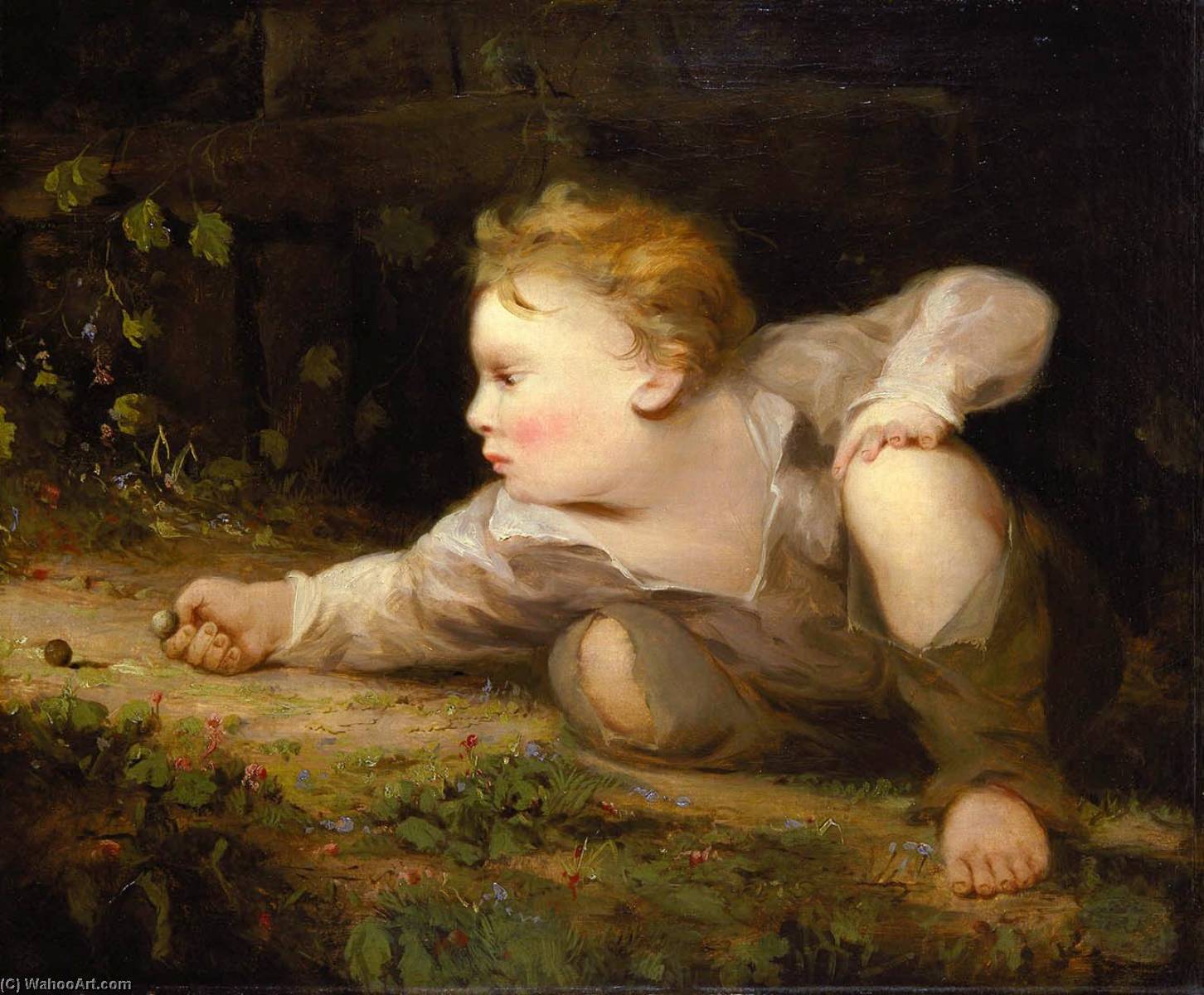 Wikioo.org - The Encyclopedia of Fine Arts - Painting, Artwork by David Gilmour Blythe - Boy Playing Marbles