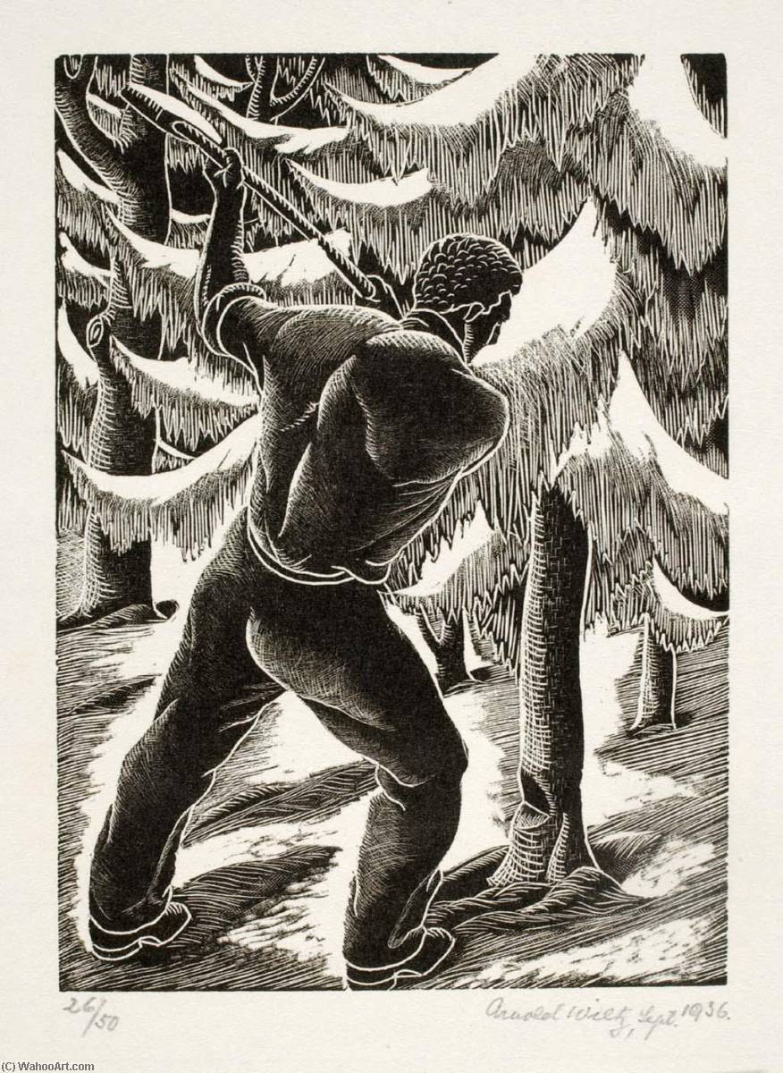 Wikioo.org - The Encyclopedia of Fine Arts - Painting, Artwork by Arnold Wiltz - Untitled (man cutting down tree)
