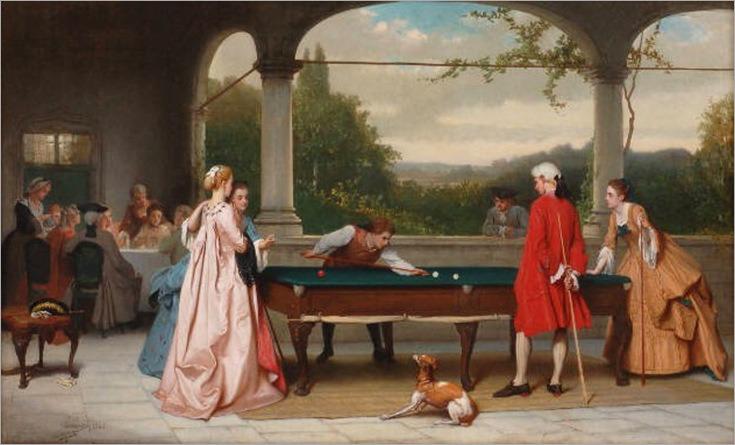 Wikioo.org - The Encyclopedia of Fine Arts - Painting, Artwork by Auguste Serrure - The Game of Billiards