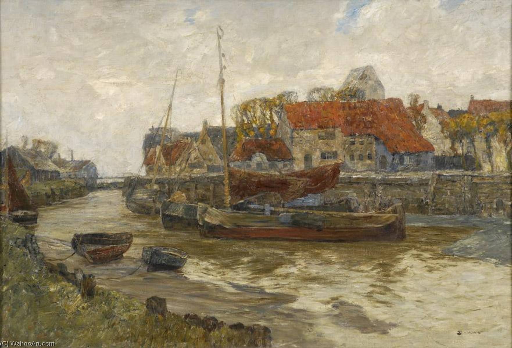 Wikioo.org - The Encyclopedia of Fine Arts - Painting, Artwork by Andreas Dirks - Harbor entrance of Sylt