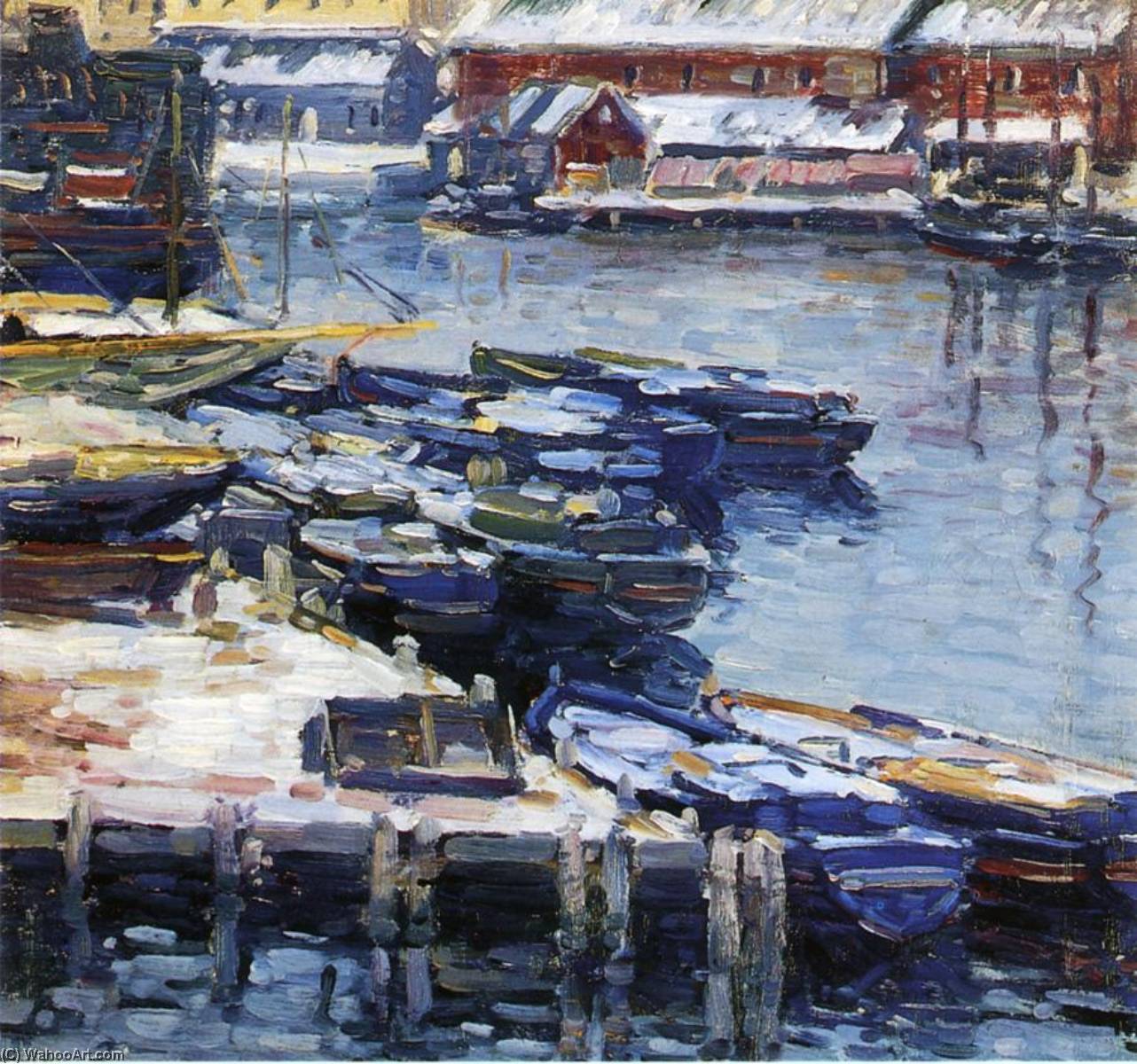Wikioo.org - The Encyclopedia of Fine Arts - Painting, Artwork by Charles Salis Kaelin - Docks in Winter