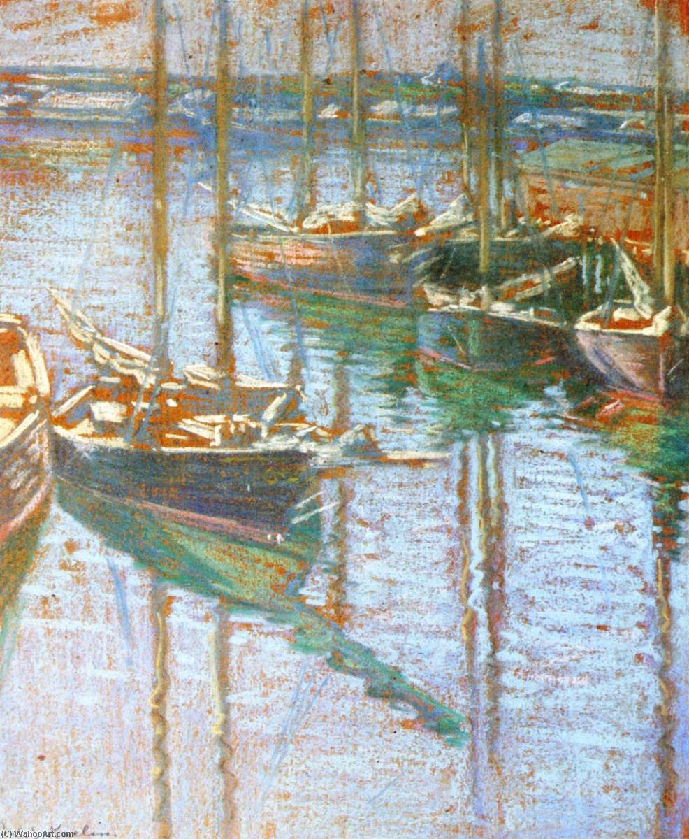 Wikioo.org - The Encyclopedia of Fine Arts - Painting, Artwork by Charles Salis Kaelin - Fishing Boats at Rest, Rockport, Massachusetts