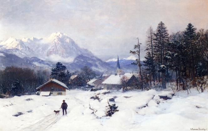 Wikioo.org - The Encyclopedia of Fine Arts - Painting, Artwork by Anders Andersen Lundby - A Hunter in a Winter Landscape