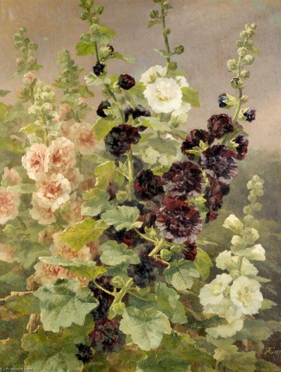 Wikioo.org - The Encyclopedia of Fine Arts - Painting, Artwork by Anthonore Christensen - Hollyhocks