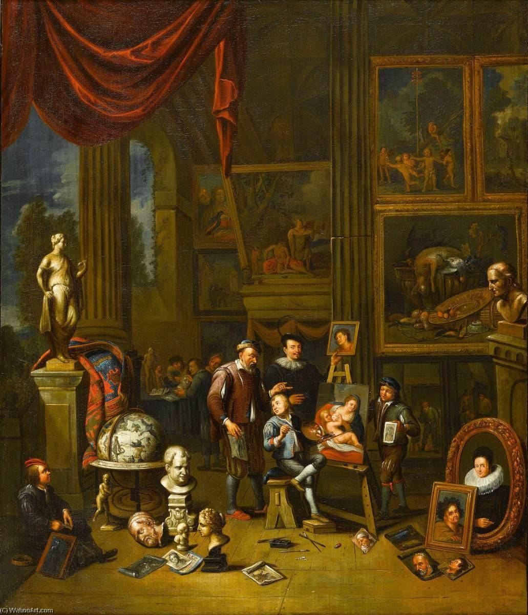 Wikioo.org - The Encyclopedia of Fine Arts - Painting, Artwork by Balthasar Van Den Bossche - An Artist's Studio