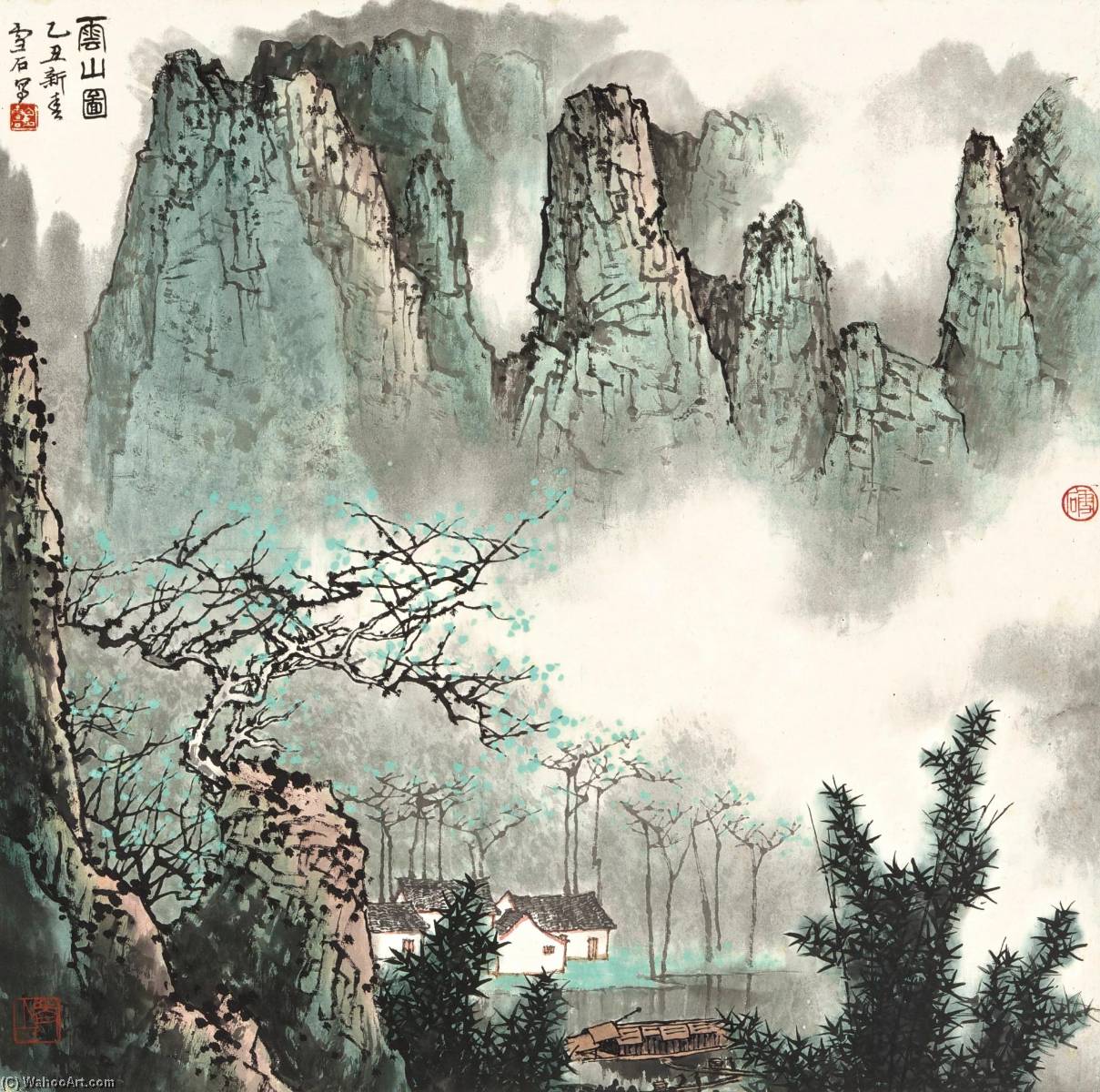 Wikioo.org - The Encyclopedia of Fine Arts - Painting, Artwork by Bai Xueshi - MOUNTAINS AMIDST CLOUDS