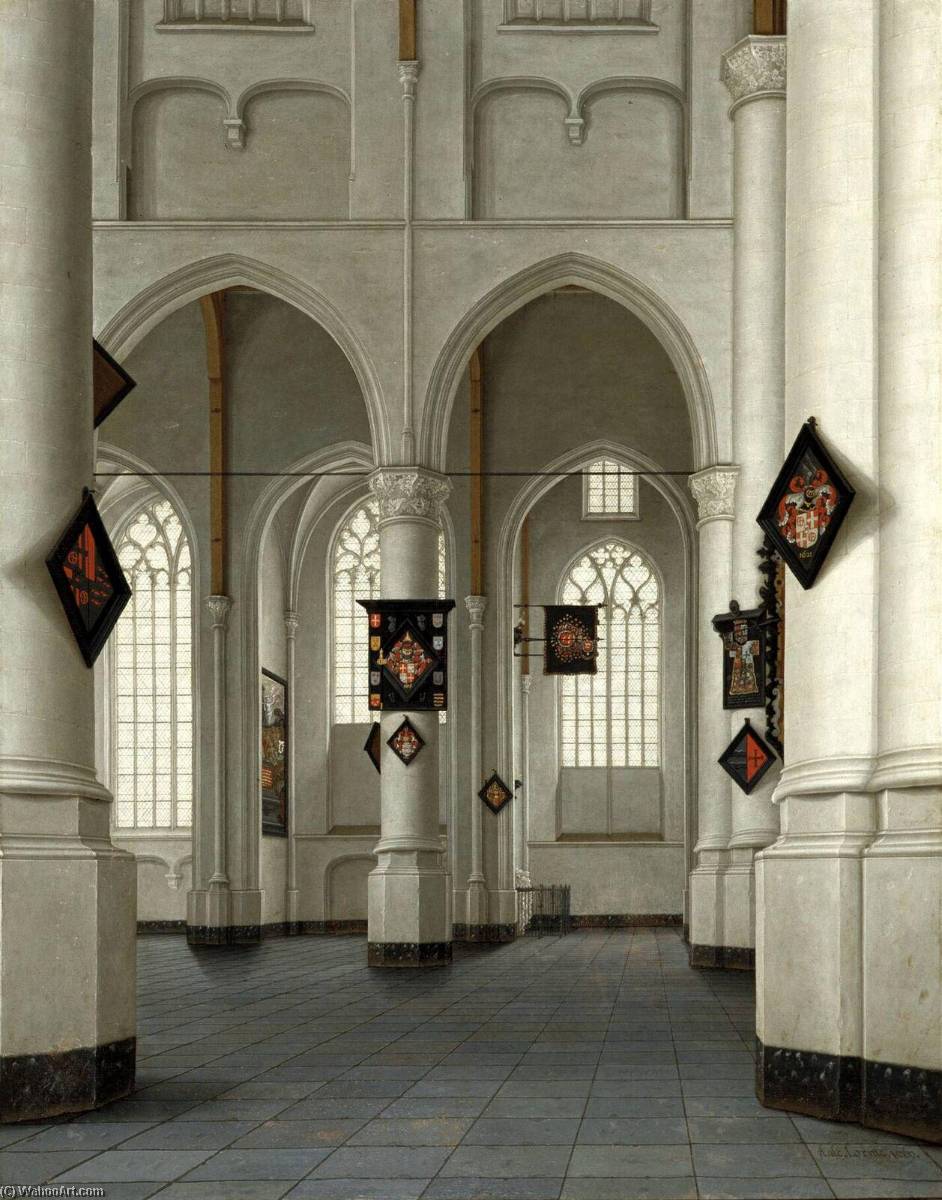 Wikioo.org - The Encyclopedia of Fine Arts - Painting, Artwork by Anthonie De Delorme - Interior of the St Laurenskerk in Rotterdam