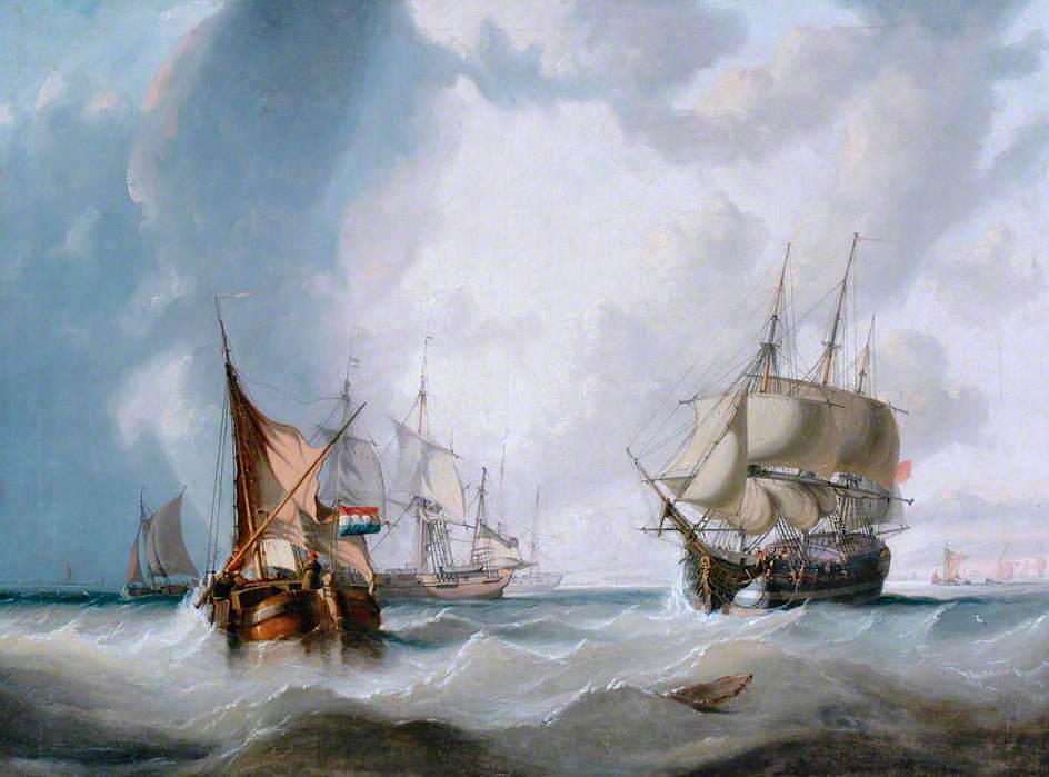 Wikioo.org - The Encyclopedia of Fine Arts - Painting, Artwork by George Paul Chambers - A Dutch Pinck and Other Vessels