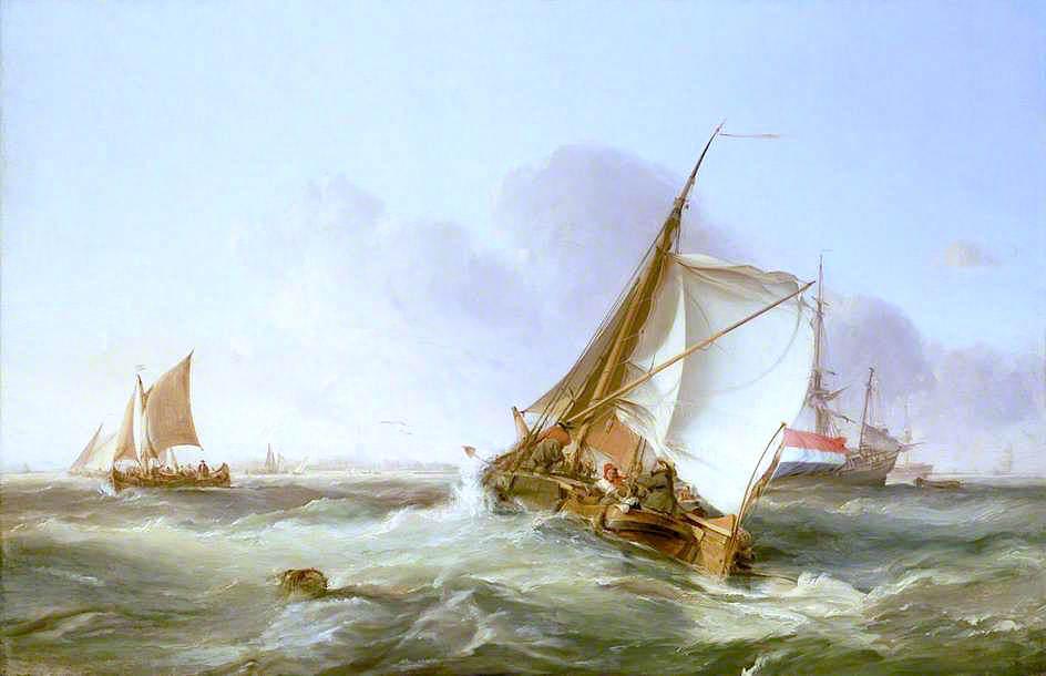 Wikioo.org - The Encyclopedia of Fine Arts - Painting, Artwork by George Paul Chambers - A Dutch Boeier in a Fresh Breeze