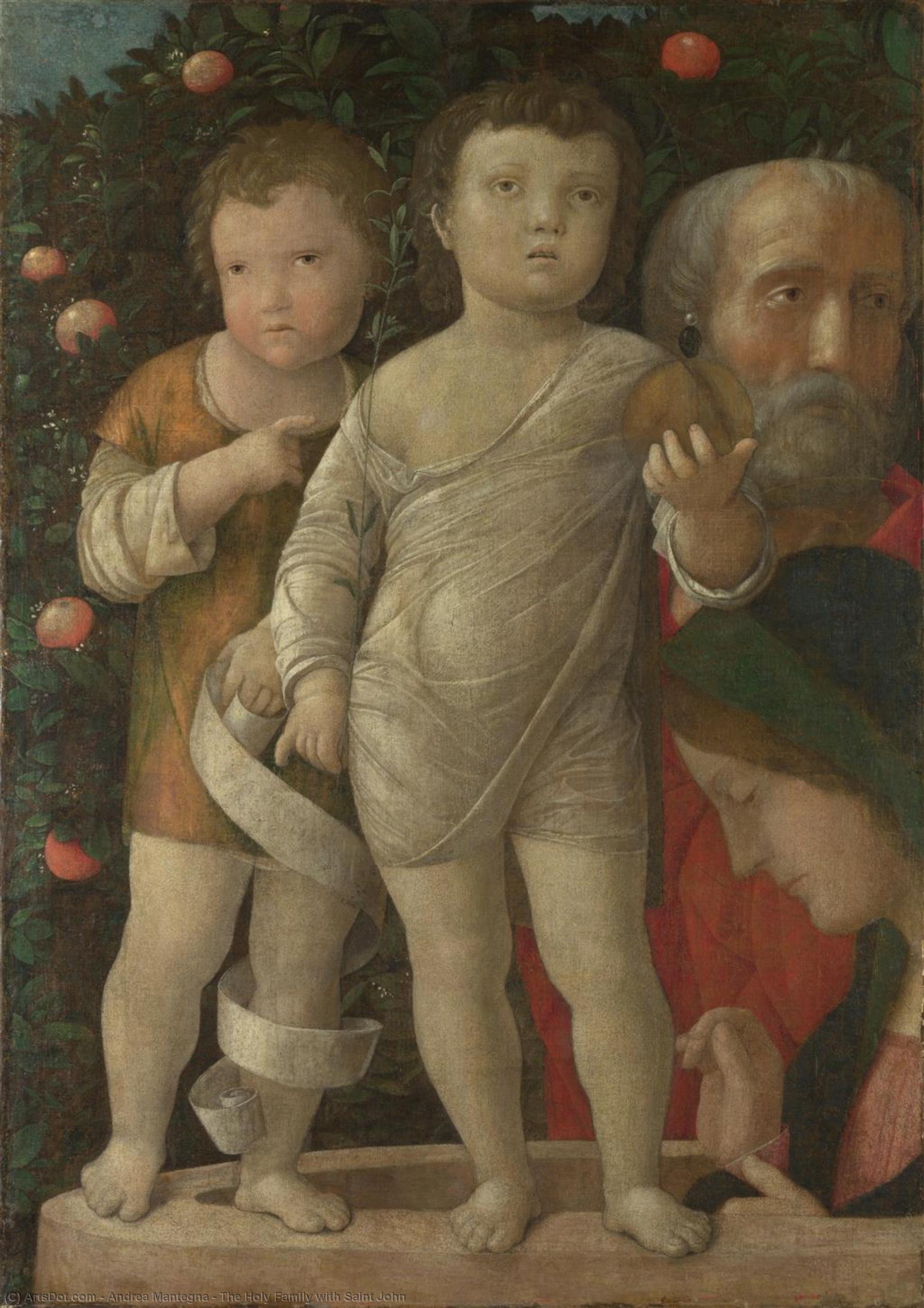 WikiOO.org - 百科事典 - 絵画、アートワーク Andrea Mantegna - 聖なる 家族 と一緒に  聖人  ジョン