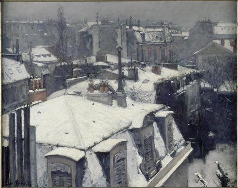 WikiOO.org - Encyclopedia of Fine Arts - Festés, Grafika Gustave Caillebotte - TOITS SOUS LA NEIGE