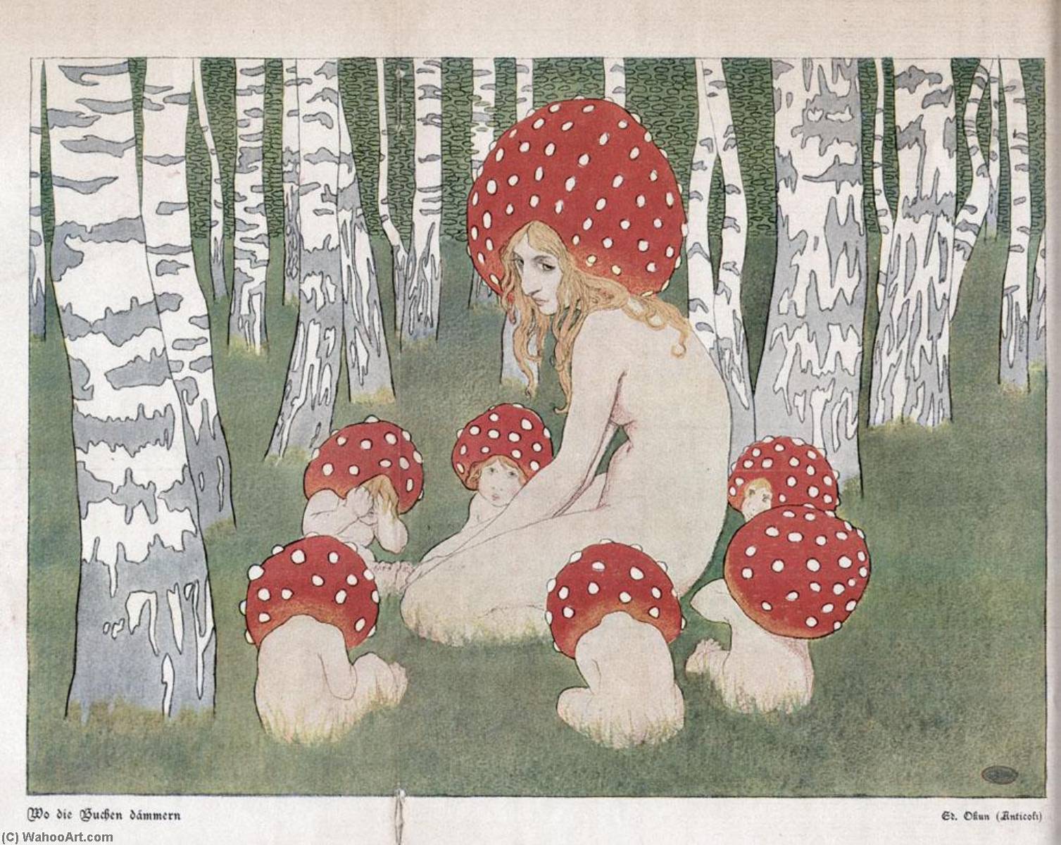 WikiOO.org - Encyclopedia of Fine Arts - Malba, Artwork Edward Okun - Mother Mushroom with her children