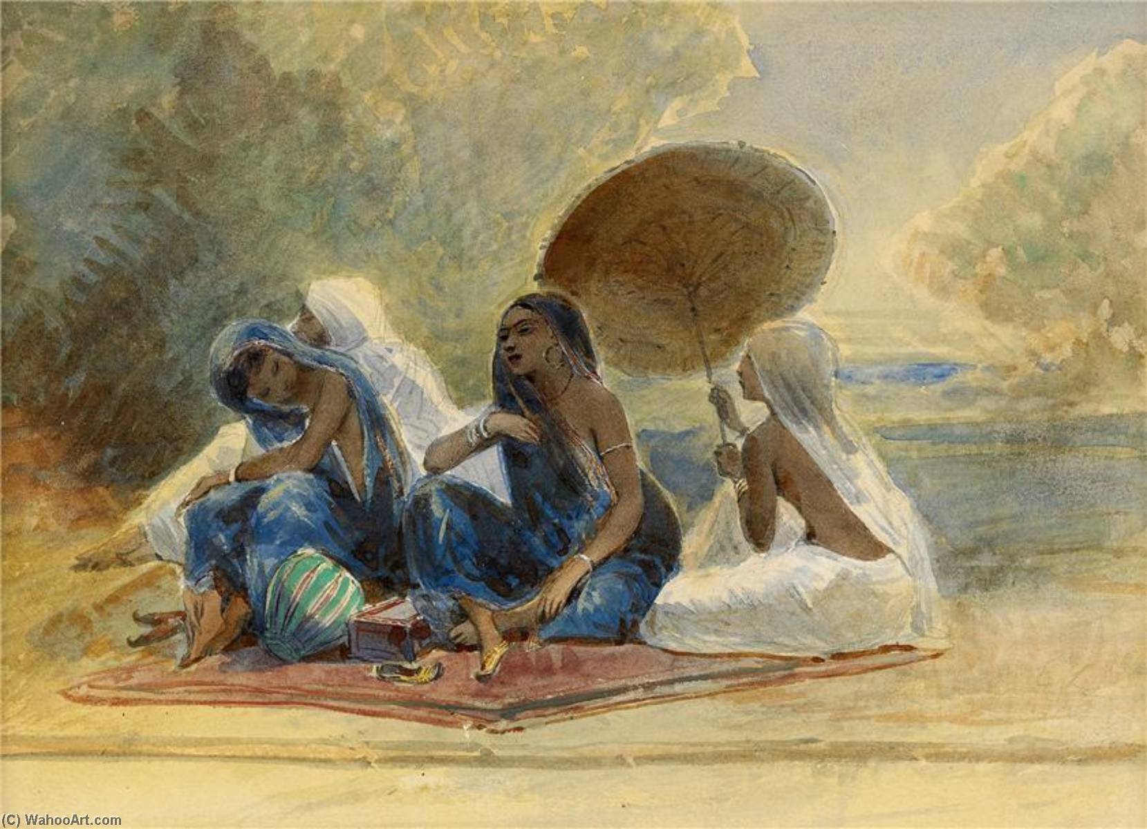 Wikioo.org - The Encyclopedia of Fine Arts - Painting, Artwork by Egron Sillif Lundgren - Indian Girls