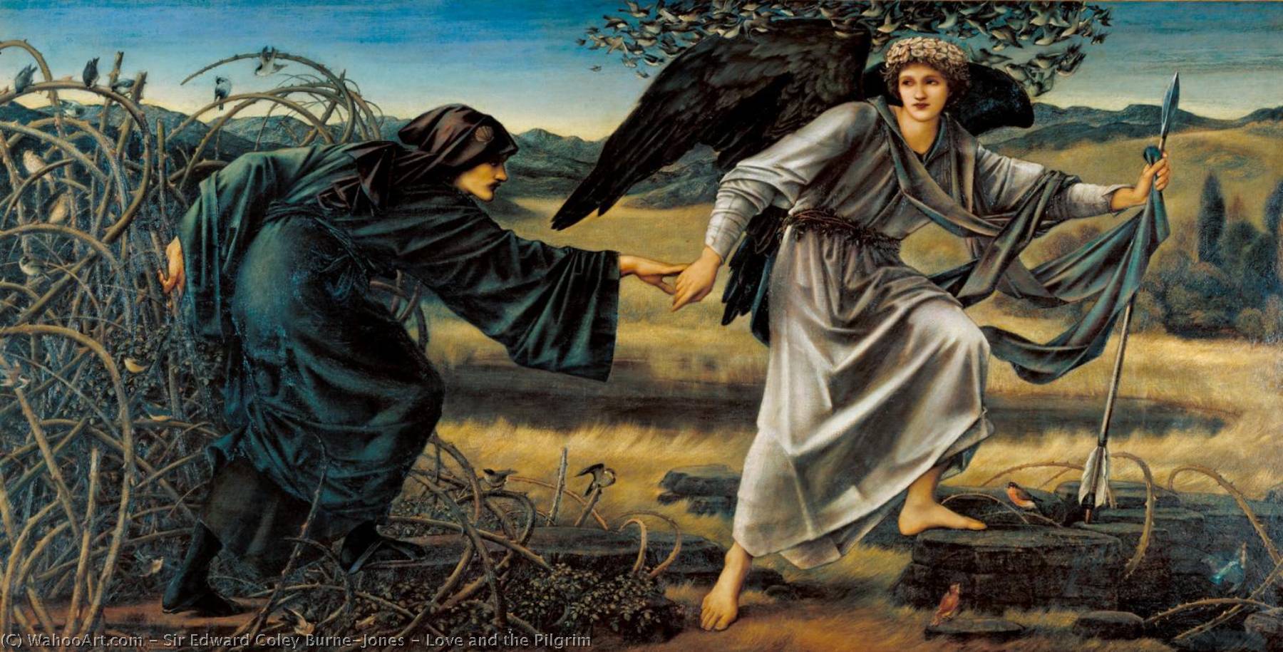 Wikioo.org - The Encyclopedia of Fine Arts - Painting, Artwork by Edward Coley Burne-Jones - Love and the Pilgrim