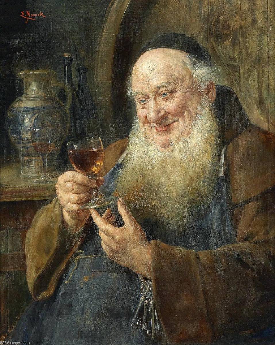 Wikioo.org - The Encyclopedia of Fine Arts - Painting, Artwork by Ernst Nowak - Monk with a Wine Glass