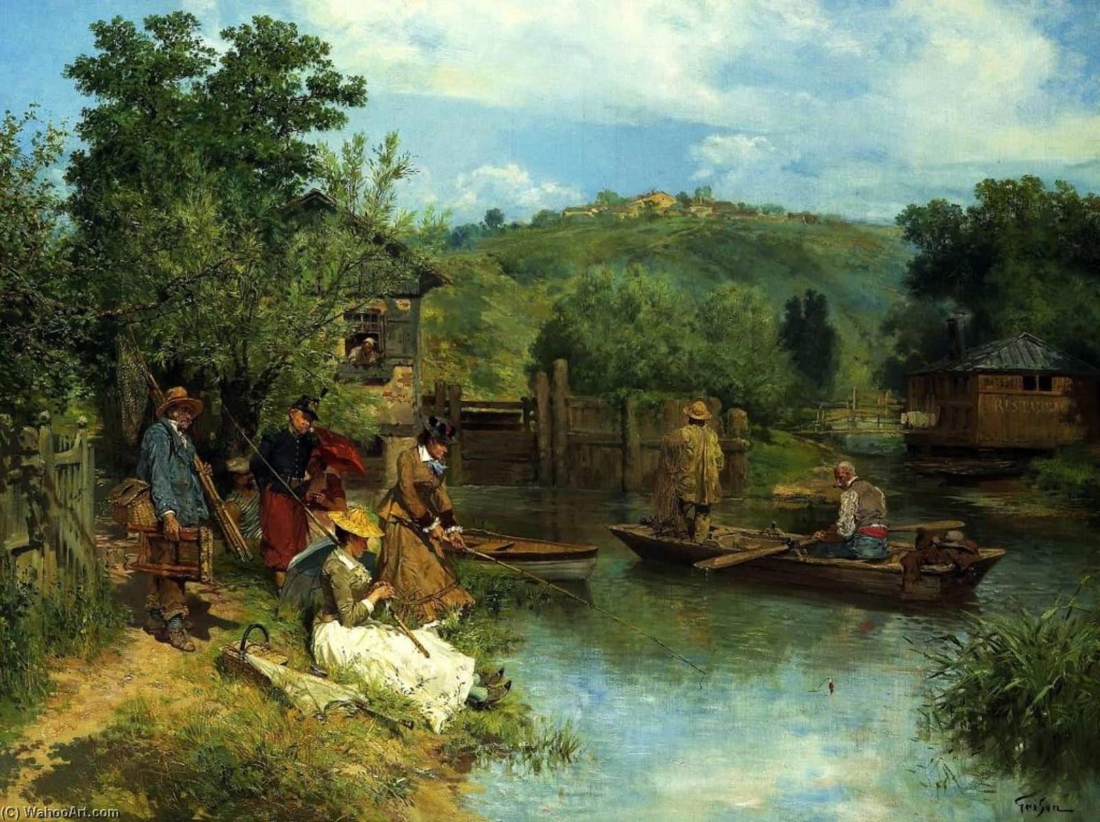 Wikioo.org - The Encyclopedia of Fine Arts - Painting, Artwork by Francois Adolphe Grison - The Fishing Party