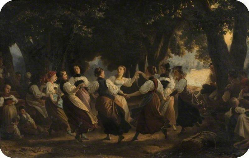 Wikioo.org - The Encyclopedia of Fine Arts - Painting, Artwork by Henri Félix Emmanuel Philippoteaux - Dutch Girls Dancing