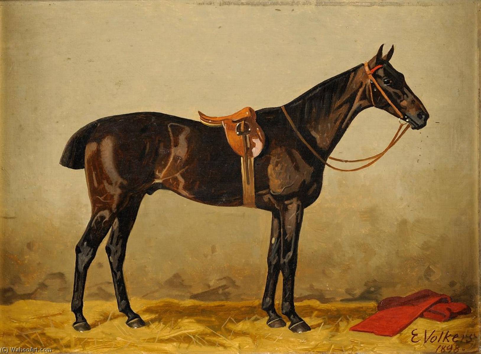 Wikioo.org - The Encyclopedia of Fine Arts - Painting, Artwork by Emil Volkers - Horse in the Stable