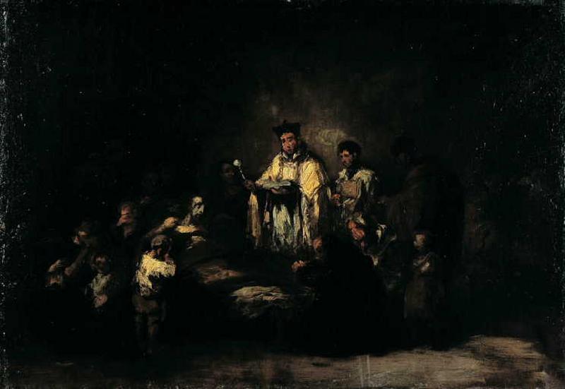 Wikioo.org - The Encyclopedia of Fine Arts - Painting, Artwork by Eugenio Lucas Velazquez - L'Extrême onction La Extremaunción