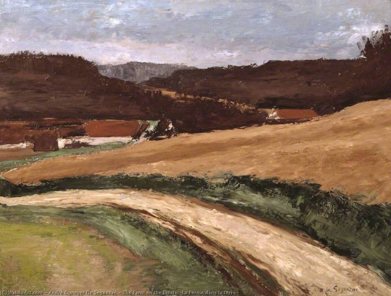 Wikioo.org - The Encyclopedia of Fine Arts - Painting, Artwork by André Dunoyer De Segonzac - The Farm on the Estate (La Ferme dans la terre)