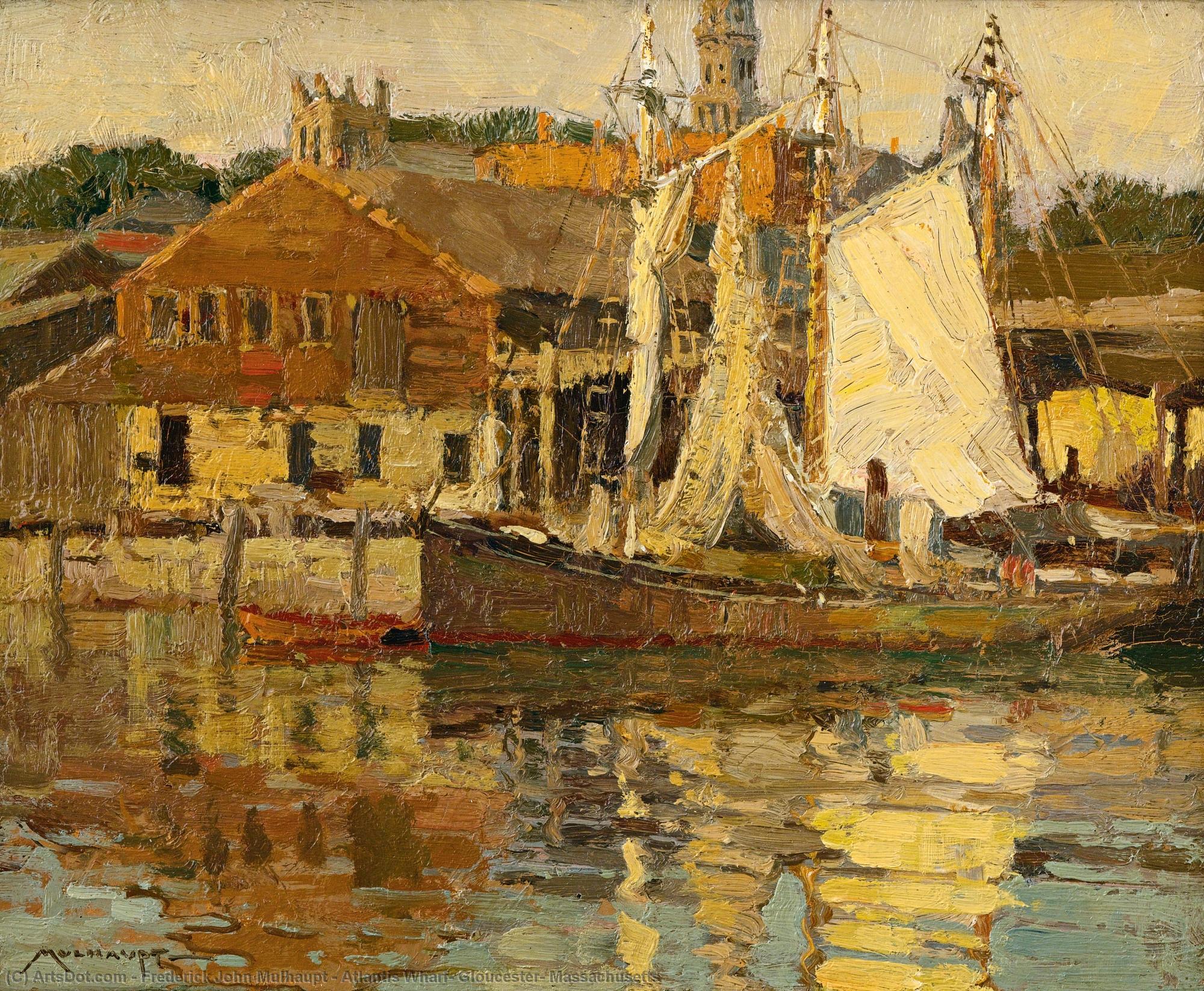 Wikioo.org - The Encyclopedia of Fine Arts - Painting, Artwork by Frederick John Mulhaupt - Atlantis Wharf, Gloucester, Massachusetts
