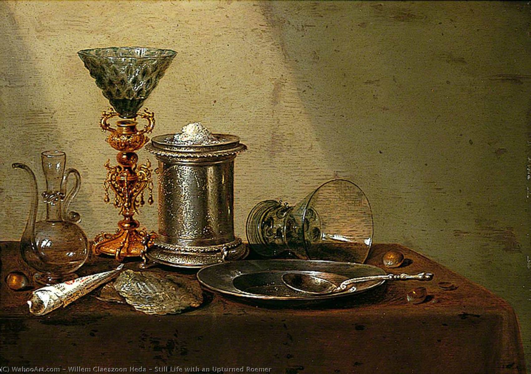 Wikioo.org - The Encyclopedia of Fine Arts - Painting, Artwork by Willem Claesz Heda - Still Life with an Upturned Roemer