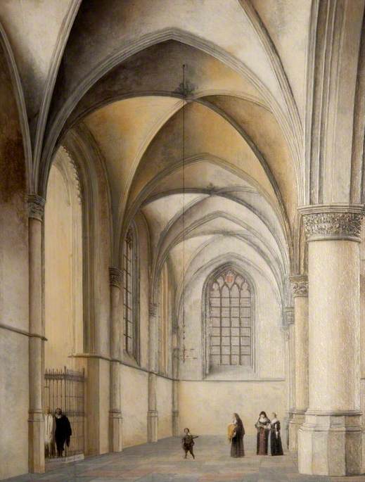 Wikioo.org - The Encyclopedia of Fine Arts - Painting, Artwork by Pieter Jansz Saenredam - Interior of St Bavo's, Haarlem, with a Catholic Baptism