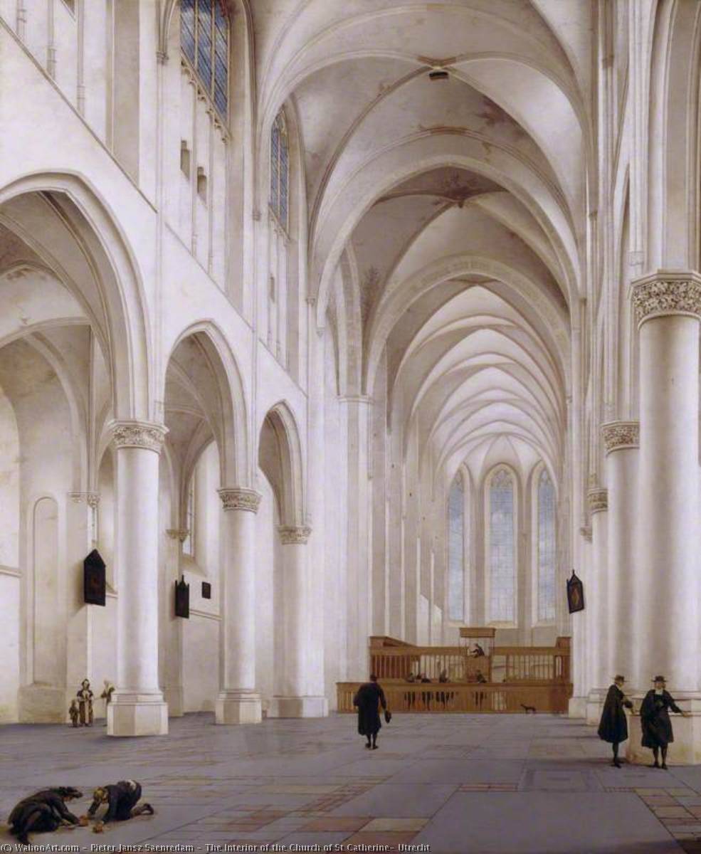 Wikioo.org - The Encyclopedia of Fine Arts - Painting, Artwork by Pieter Jansz Saenredam - The Interior of the Church of St Catherine, Utrecht