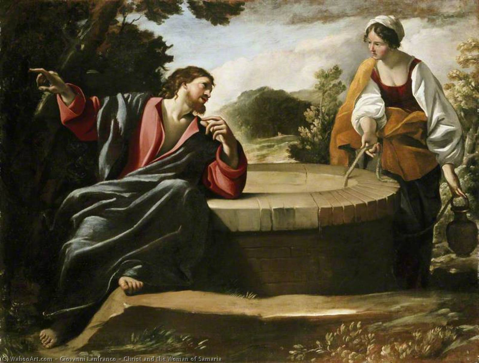 Wikioo.org - The Encyclopedia of Fine Arts - Painting, Artwork by Giovanni Lanfranco - Christ and the Woman of Samaria