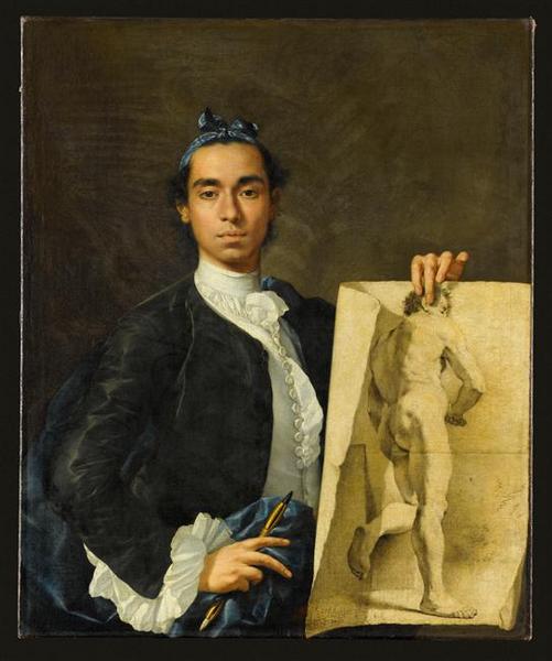 Wikioo.org - The Encyclopedia of Fine Arts - Painting, Artwork by Luis Egidio Meléndez - Portrait de l'artiste tenant une académie