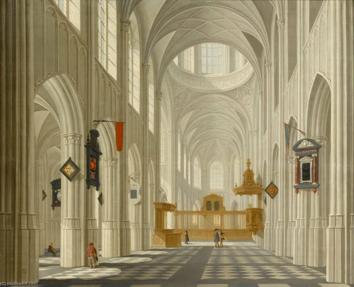 WikiOO.org - 백과 사전 - 회화, 삽화 Daniel De Blieck - Interior of a Church
