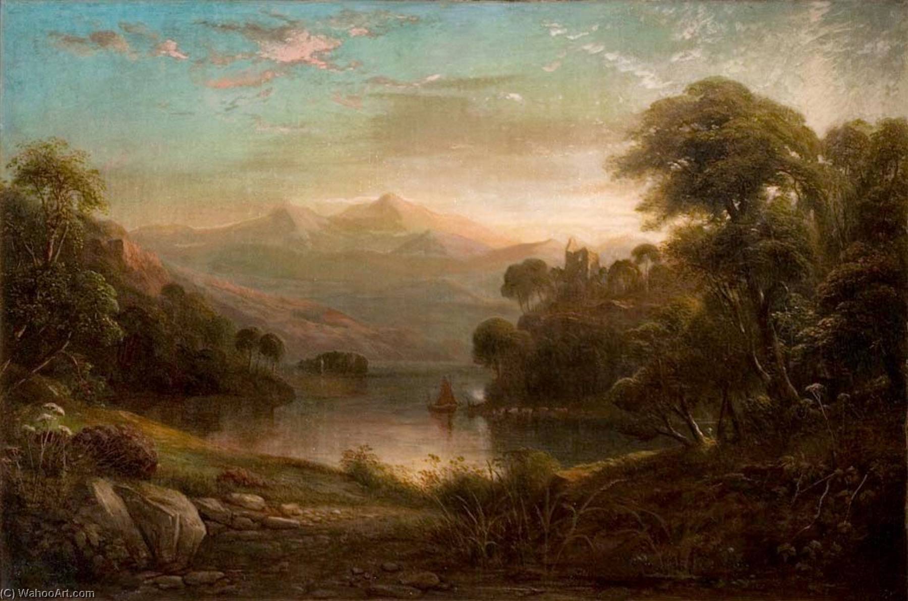 Wikioo.org - The Encyclopedia of Fine Arts - Painting, Artwork by George Frederick Buchanan - Landscape with a Lake