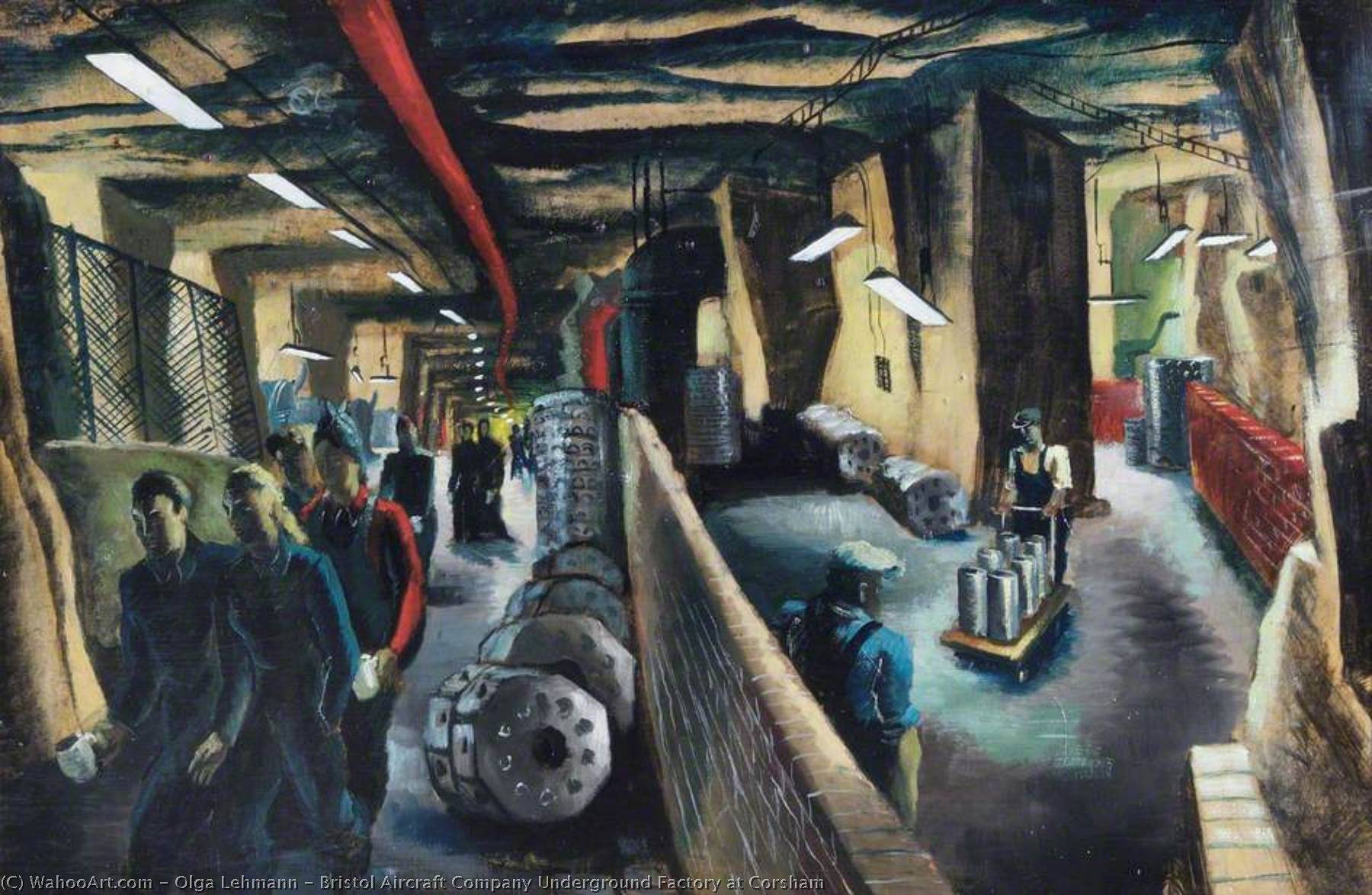Wikioo.org - The Encyclopedia of Fine Arts - Painting, Artwork by Olga Lehmann - Bristol Aircraft Company Underground Factory at Corsham