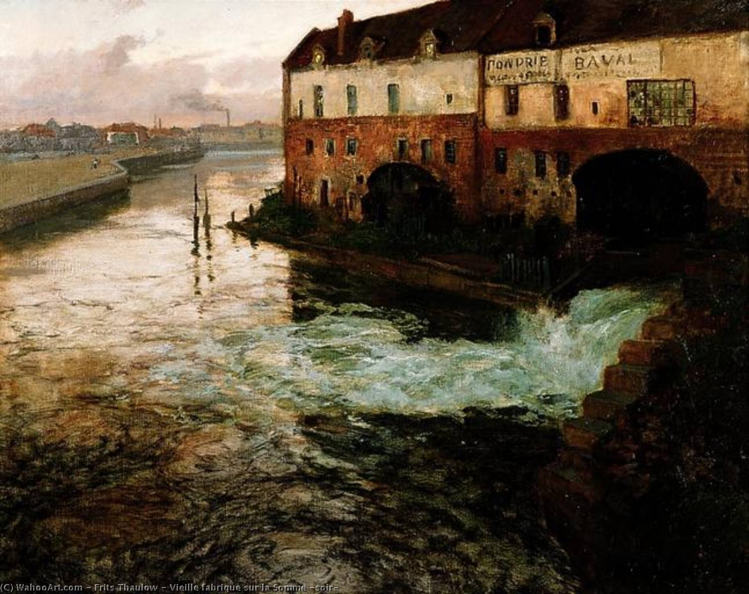 Wikioo.org - The Encyclopedia of Fine Arts - Painting, Artwork by Frits Thaulow - Vieille fabrique sur la Somme (soir)