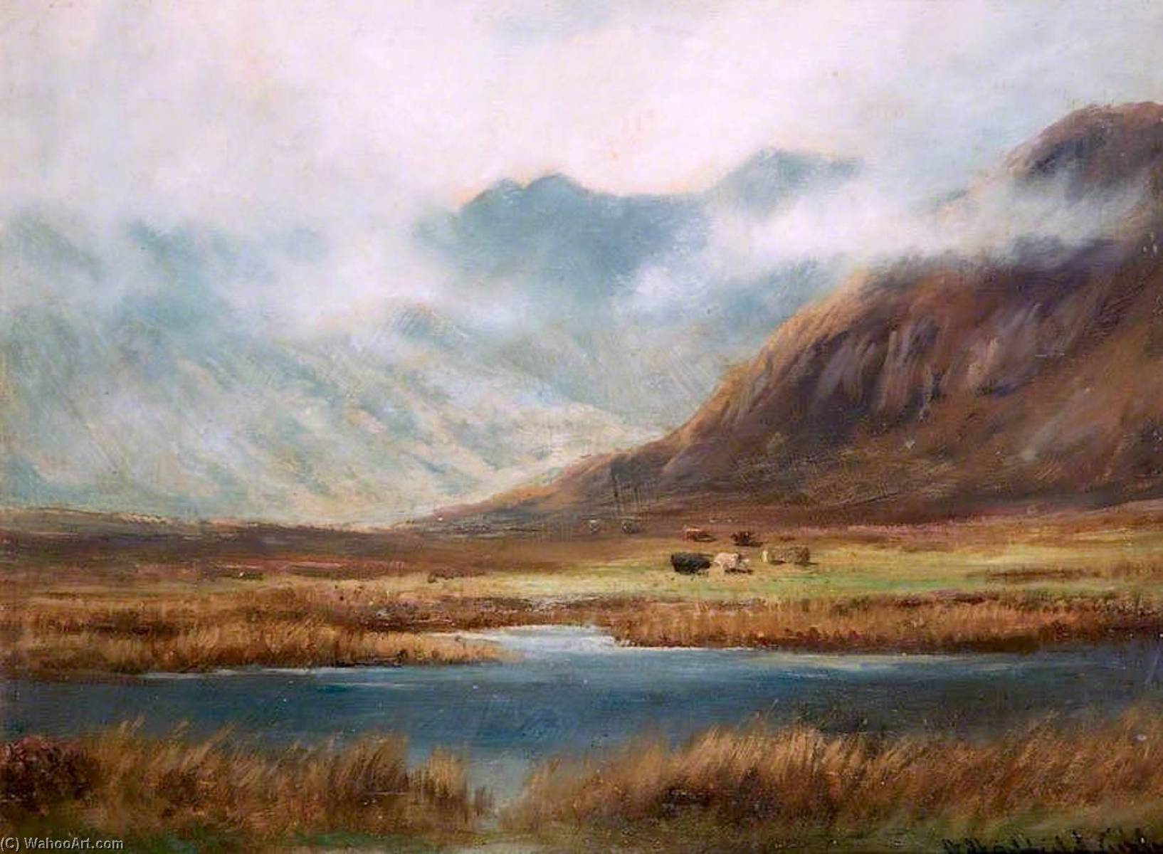 Wikioo.org - The Encyclopedia of Fine Arts - Painting, Artwork by Hanry Hadfield Cubley - Mountain and Lake