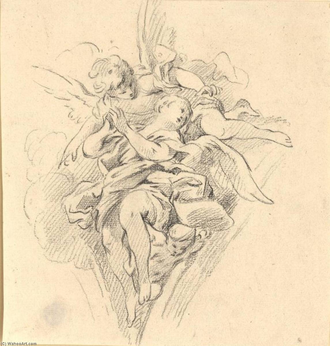 Wikioo.org - The Encyclopedia of Fine Arts - Painting, Artwork by Guillaume Thomas Taraval - Group of Angels