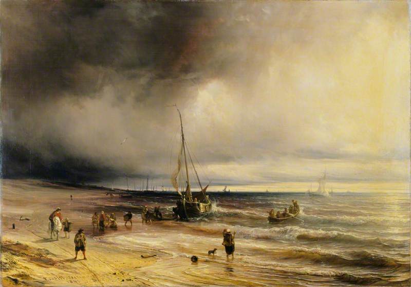 Wikioo.org - The Encyclopedia of Fine Arts - Painting, Artwork by Jean Antoine Théodore De Gudin - A Dutch Coast Scene