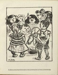 WikiOO.org - Encyclopedia of Fine Arts - Lukisan, Artwork Heinrich Zille - Study with Singing Children (Studienblatt mit singenden Kindern) (plate, folio 11) from the periodical Der Bildermann, vol. 1, no. 5 (June 1916)