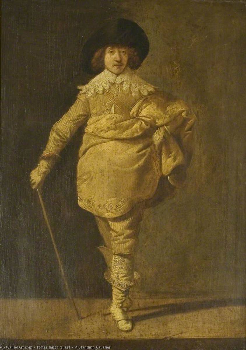 Wikioo.org - The Encyclopedia of Fine Arts - Painting, Artwork by Pieter Jansz Quast - A Standing Cavalier